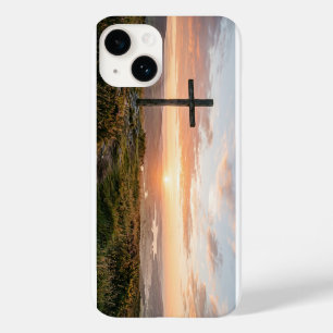 Christian Cross Scenic Hillside Sunset iPhone Case