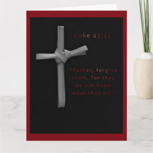 Christian Cross Scripture Black Red Easter Card