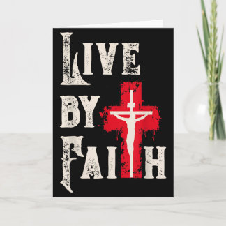 Christian Cross Scripture Live By Faith Card