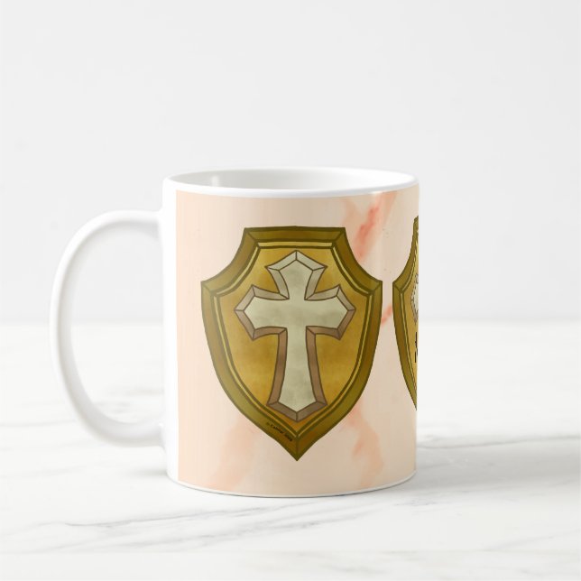 Christian Cross Shield Mug (Left)