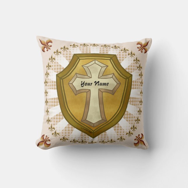 Christian cross Shield  Throw Pillow (Front)