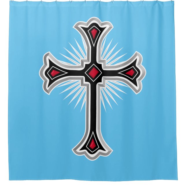 Christian cross shower curtain (Front)