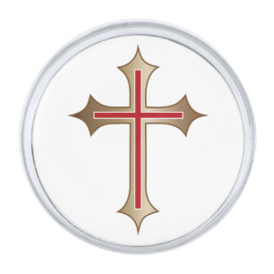 Christian cross silver finish lapel pin