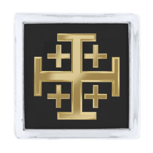 Christian cross silver finish lapel pin