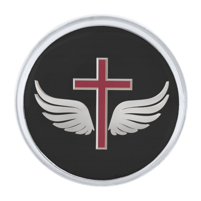 Christian cross silver finish lapel pin (Front)
