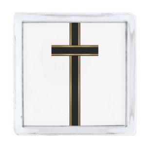 Christian cross silver finish lapel pin