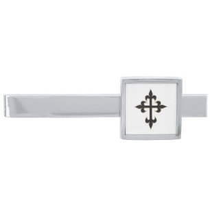 Christian cross silver finish tie bar