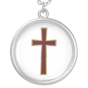 Christian cross silver plated necklace