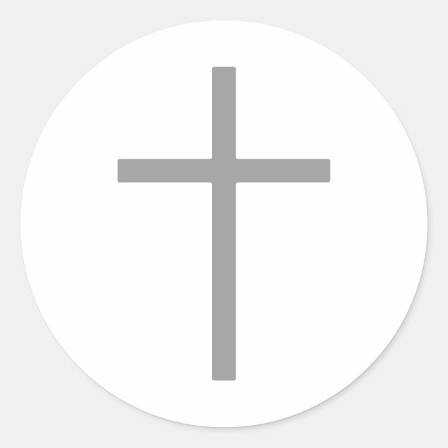 Christian Cross Silver Round Classic Round Sticker (Front)