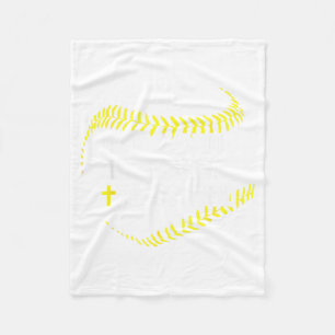 Christian Cross Softball Hit Hard Run Fast Trust Fleece Blanket