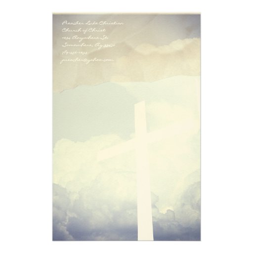 Christian Cross Stationery On Clouds | Zazzle