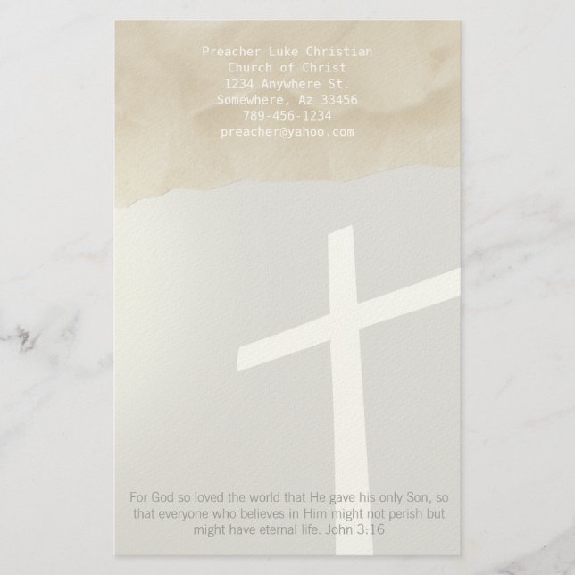 Christian Cross Stationery On Grey (Front)