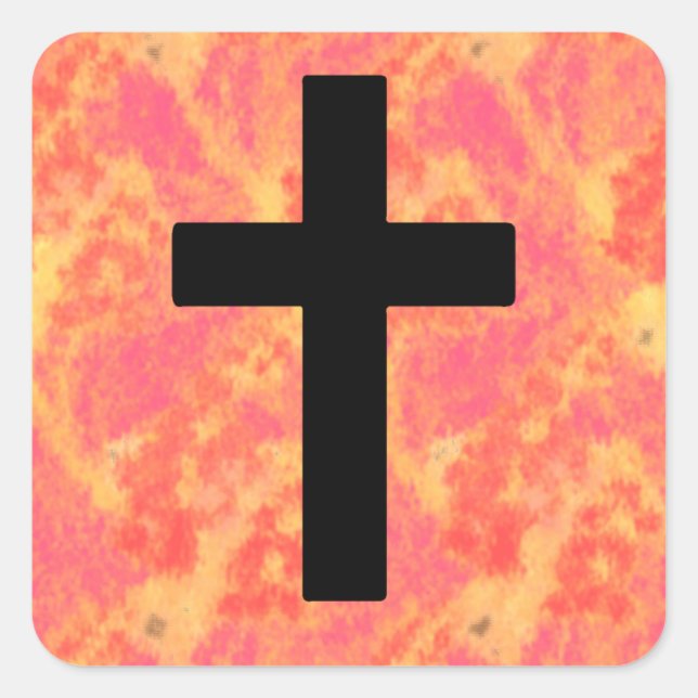 Christian Cross Stickers Sunrise Color Background (Front)