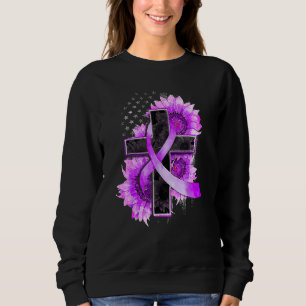 Christian Cross Sunflower Purple Support Alzheimer Sweatshirt