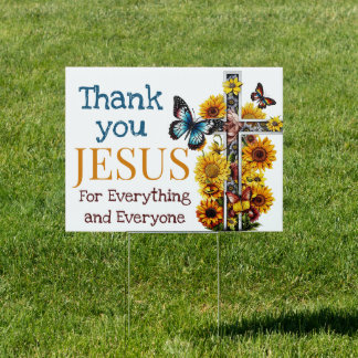 Christian Cross Sunflower Thank you | Jesus  Sign