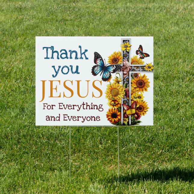 Christian Cross Sunflower Thank you | Jesus  Sign (Insitu)
