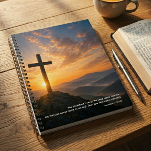 Christian Cross Sunrise Scripture Notebook