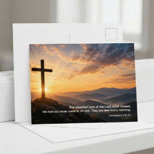 Christian Cross Sunrise Scripture Postcard
