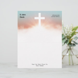 Christian Cross Symbol Gold Letterhead
