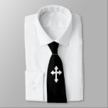 Christian Cross Symbol White Black Neck Tie<br><div class="desc">Christian Cross Symbol White Black necktie to wear on religious occasions as communion or baptism.</div>