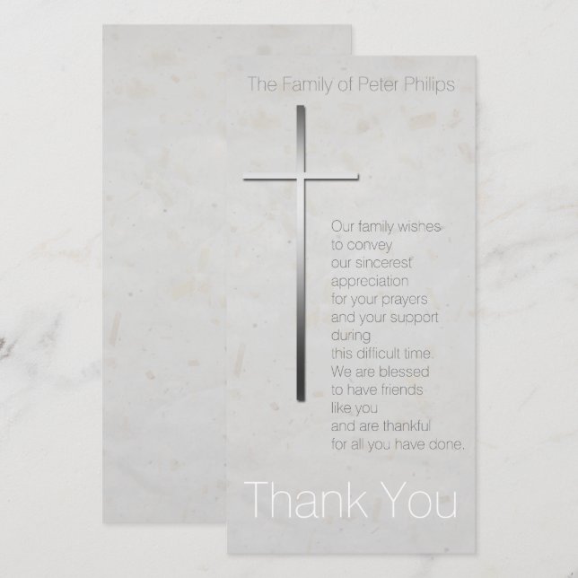 Christian Cross Sympathy Thank You matching Stamp (Front/Back)