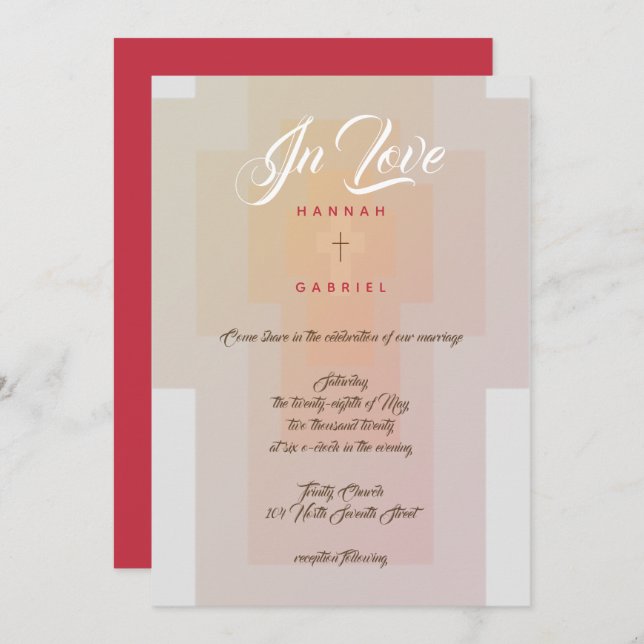 Christian Cross Wedding Invitation (Front/Back)