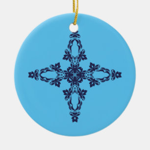 Christian Cross with Blue Ornament
