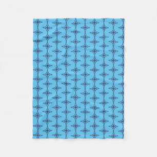 Christian Cross with Blue Ornament Fleece Blanket
