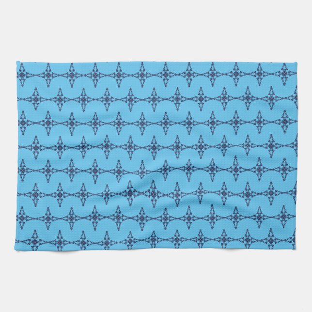 Christian Cross with Blue Ornament Kitchen Towel (Horizontal)