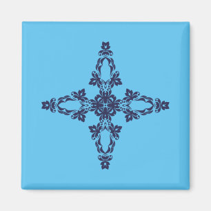 Christian Cross with Blue Ornament Magnet