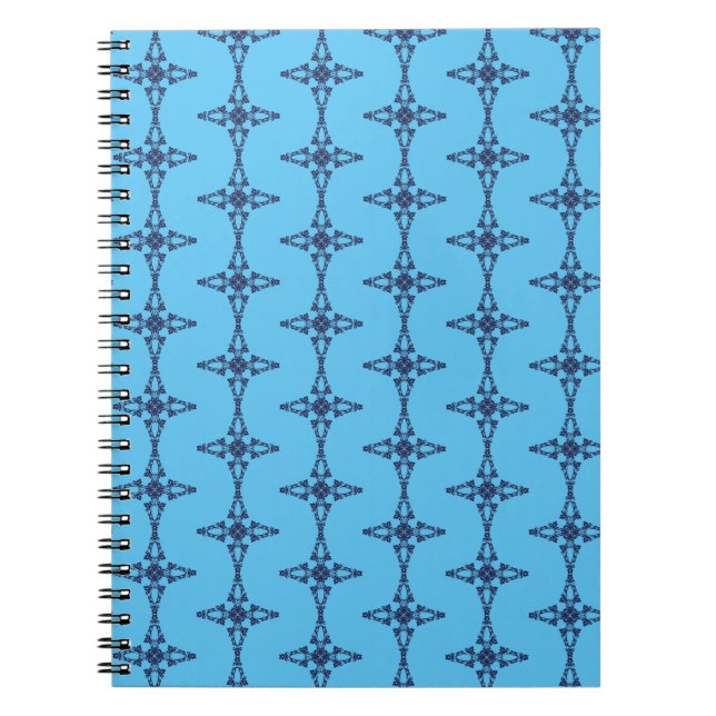 Christian Cross with Blue Ornament Notebook (Front)
