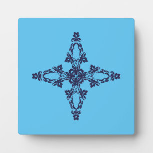 Christian Cross with Blue Ornament Plaque