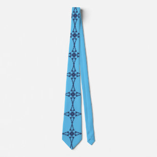 Christian Cross with Blue Ornament Sacred Art Neck Tie