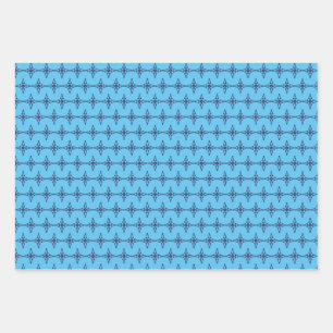 Christian Cross with Blue Ornament Wrapping Paper Sheets