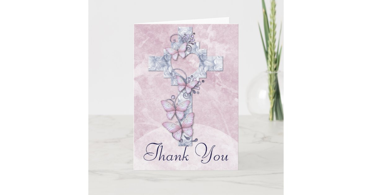 Christian Cross with Butterflies Thank You Card | Zazzle.com