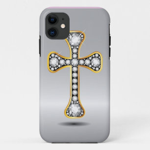 Christian Cross with "Diamond" Stones iPhone 11 Case