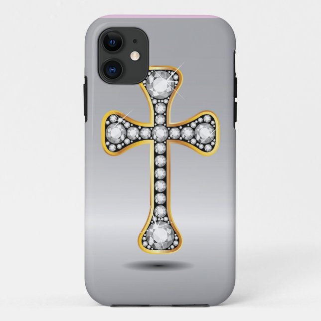 Christian Cross with "Diamond" Stones Case-Mate iPhone Case (Back)