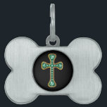 Christian Cross with "Emerald" Stones Pet Tag<br><div class="desc">Stunning Christian cross design with "Emerald" stones. These Are NOT Real GEMS! Change the background color by going to Customize it, then Edit, then down to Background, where you can choose from many different colors! Please note: All of Zazzle's products are artwork printed onto various items. None of my products...</div>