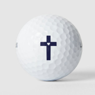 Christian Cross With Heart - Faith And Sport Golf Balls