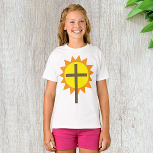 Christian Cross with Yellow Sun and Orange Rays T-Shirt