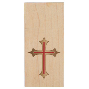 Christian cross wood flash drive