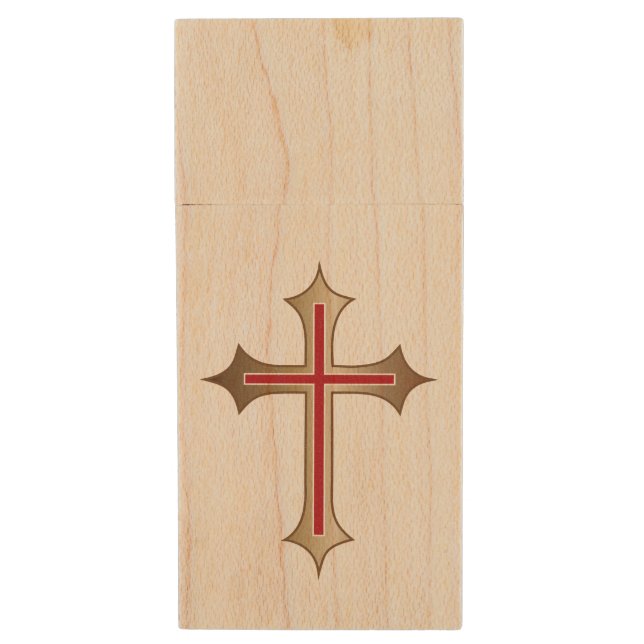 Christian cross wood flash drive (Front Vertical)