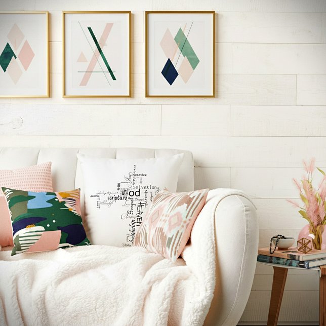 christian cross words throw pillow (Creator Uploaded)