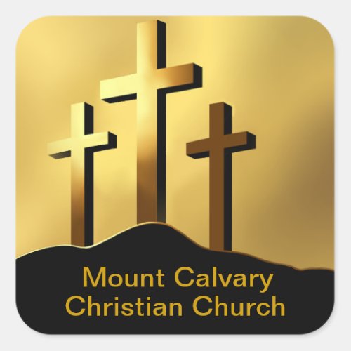 Christian Crosses on Calvary Square Sticker