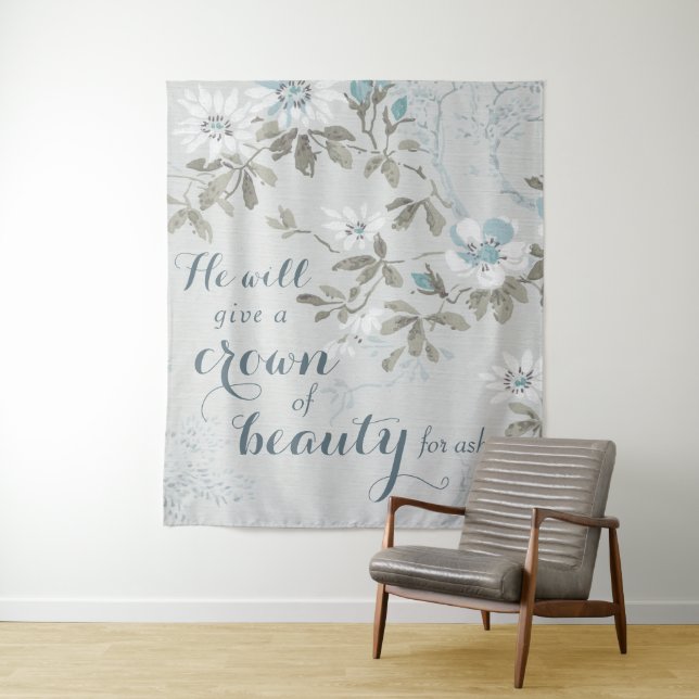 Christian Crown of Beauty Blue Floral Tapestry (In Situ)