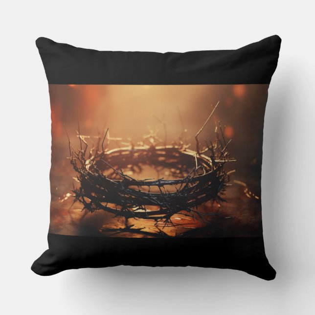 Christian Crown of Thorns Jesus Throw Pillow (Front)