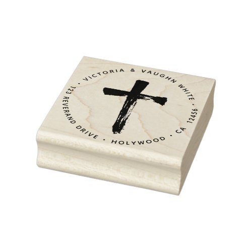 Christian Crucifix Cross Return Address Religious Rubber Stamp