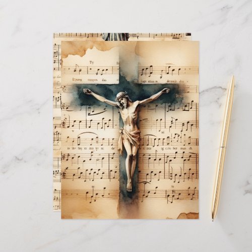 Christian Crucifix Vintage Scrapbook Paper