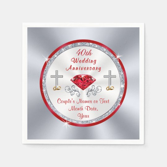 Christian Custom 40th Wedding Anniversary Napkins