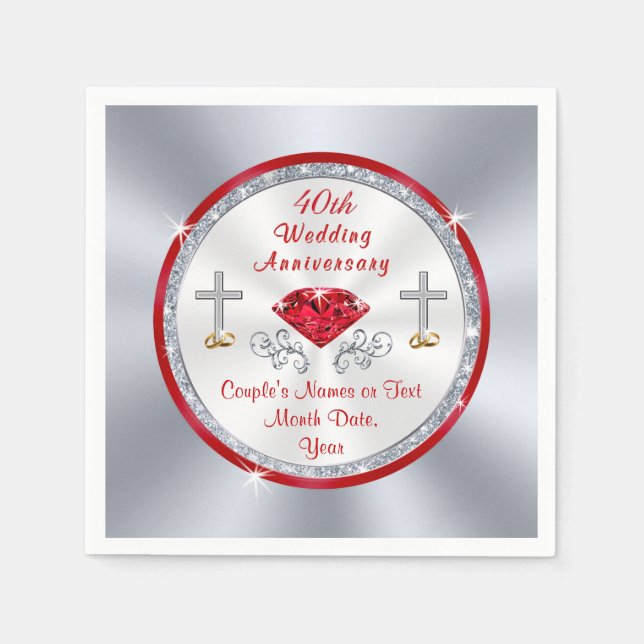 Christian Custom 40th Wedding Anniversary Napkins (Front)